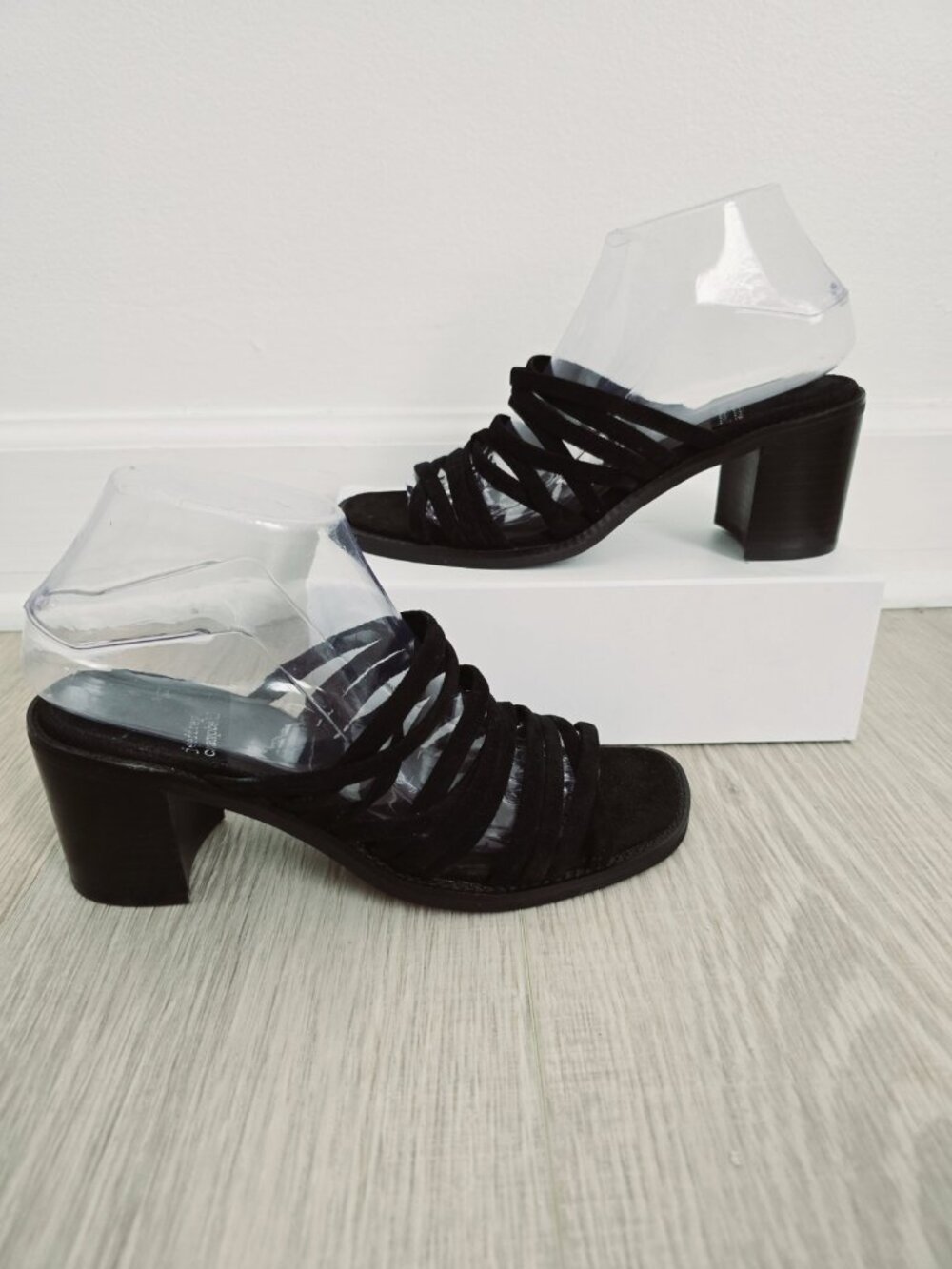 Jeffrey Campbell Intertwine Slide Mule Sandals 7.5 Black Suede Leather Shoes